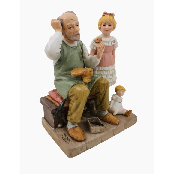 Vintage Normal Rockwell Collectors Club The Shoemaker Annual Figurine Man Girl - Picture 8 of 10